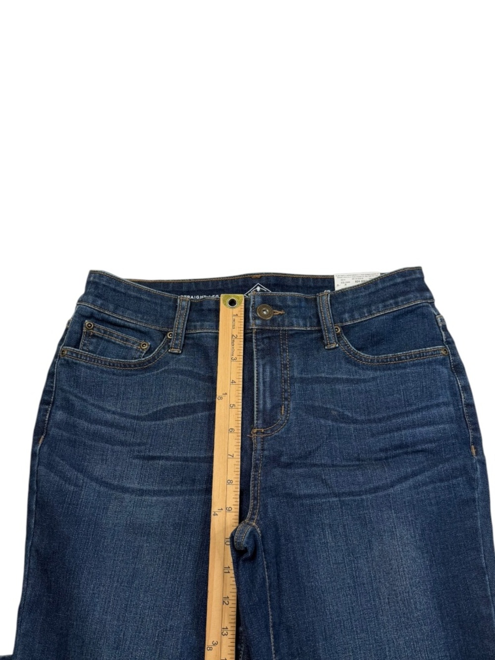 St. John's Bay Straight Leg Jeans 6 Petite Mid Rise Stretch Dark Wash NWT - Picture 10 of 11